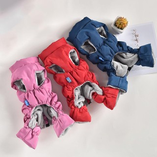 Haustier Herbst und Winter Hund kleiner Hund vierbeiniger hochkrageniger winddichter Mantel warme Baumwollkleidung S rot