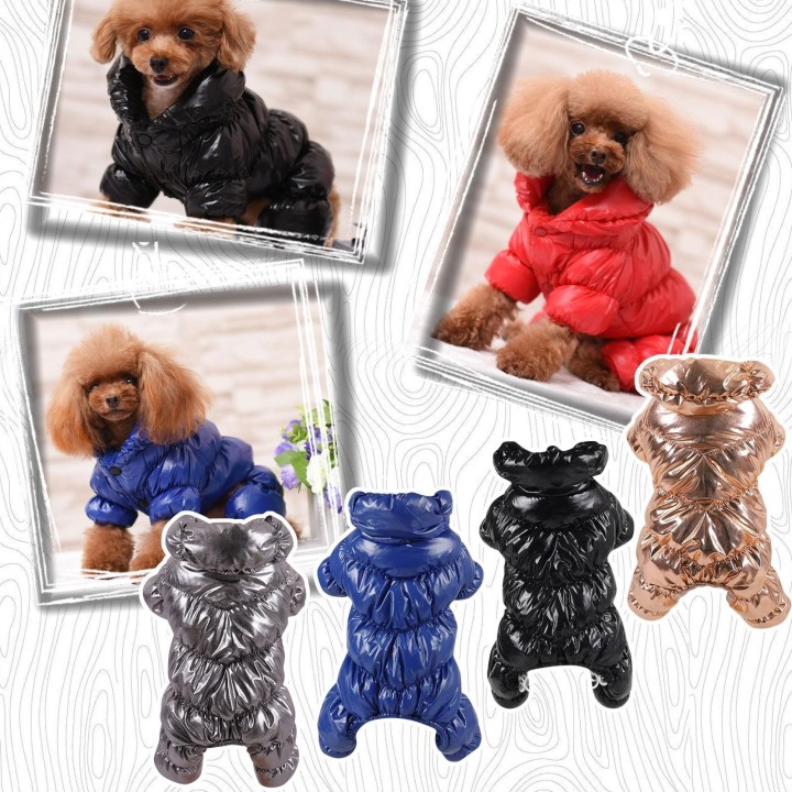 Hund Winter Unten Jacke Kleidung Vier-legged Winter Mantel Haustier Kleine Hund Verdickt Baumwolle S schwarz