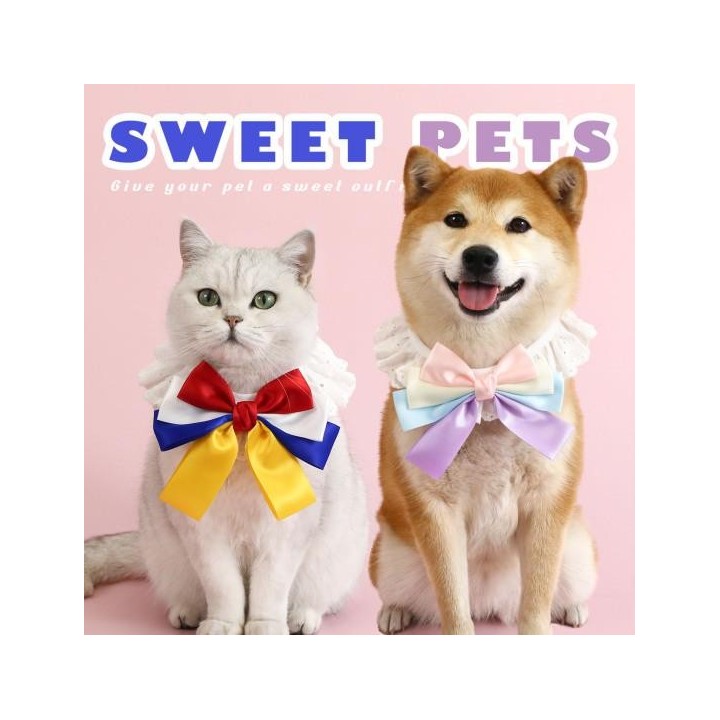 Haustierhalsband mit Spitzenschleife, Halskette mit Prinzessinnen-Motiv, für Katzen und Welpen, Band, Schal, Anhänger, Schlei