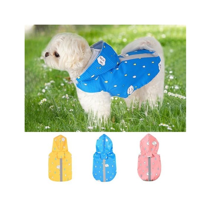 Regenmantel für Haustiere, reflektierender Druck mit Traktionslöchern, multifunktionaler Regenmantel für Haustiere mit Kapuze