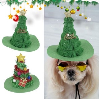Weihnachtsmütze mit Hund, verstellbar, superweich, 3D-Cartoon-Ornament, allergiefrei, lichtecht, Weihnachtsbaum