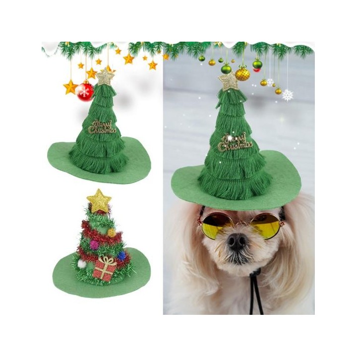 Weihnachtsmütze mit Hund, verstellbar, superweich, 3D-Cartoon-Ornament, allergiefrei, lichtecht, Weihnachtsbaum
