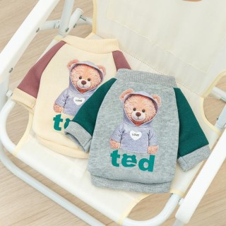 Warme Haustierkleidung, süßer Druckmantel, Hemdjacke für kleine und mittelgroße Hunde, Katzen, Teddy, französische Bulldogge,