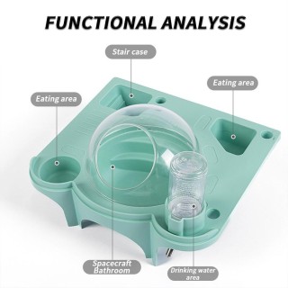 ABS Kleiner Hamsterkäfig Hamsterhaus Mit 2 Essbereichen Wasserflaschentreppen Transparentes Kapselbad Für Kleintierkäfig grün