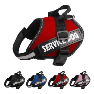 SERVICE DOG Reflektierendes, atmungsaktives, verstellbares Haustiergeschirr ohne Leine für Hundeweste mit ID-Aufnäher, indivi