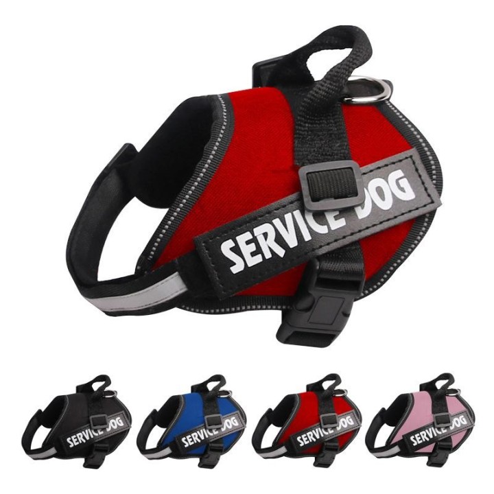 SERVICE DOG Reflektierendes, atmungsaktives, verstellbares Haustiergeschirr ohne Leine für Hundeweste mit ID-Aufnäher, indivi