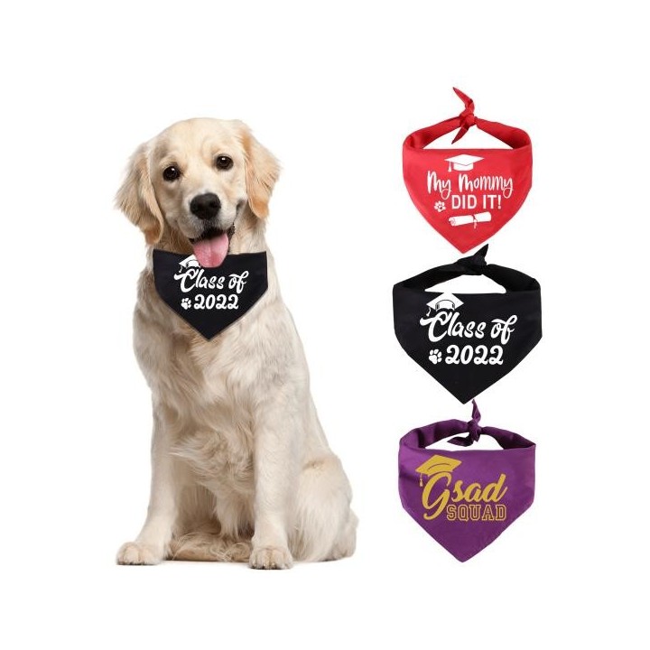 Haustier-Speicheltuch, dreieckig, verstellbar, bedrucktes Muster, groß, Premium-Abschluss-Haustier-Bandana für alle violett