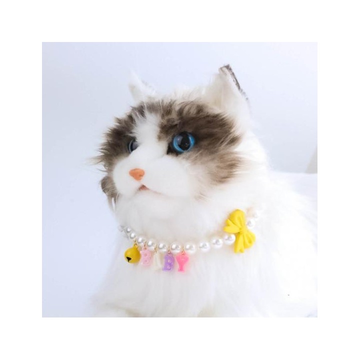 Haustier-Halskette mit Schleifen-Dekor, luxuriöse, leuchtende Farbe, mittelgroße Hunde-/Katzen-Halskette, farbecht und mit An