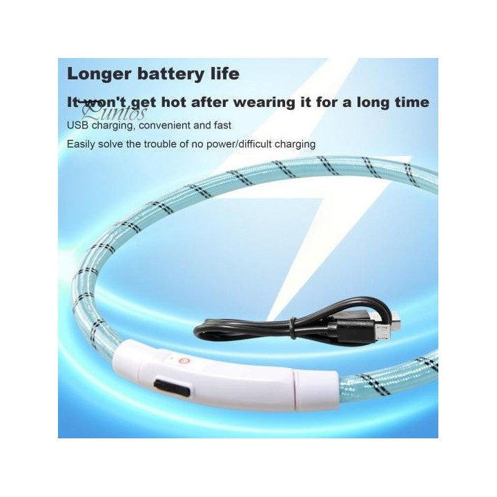 LED-Hundehalsband, wiederaufladbar über USB, wasserdicht, leuchtendes Haustierhalsband für Spaziergänge bei Nacht, Sicherheit