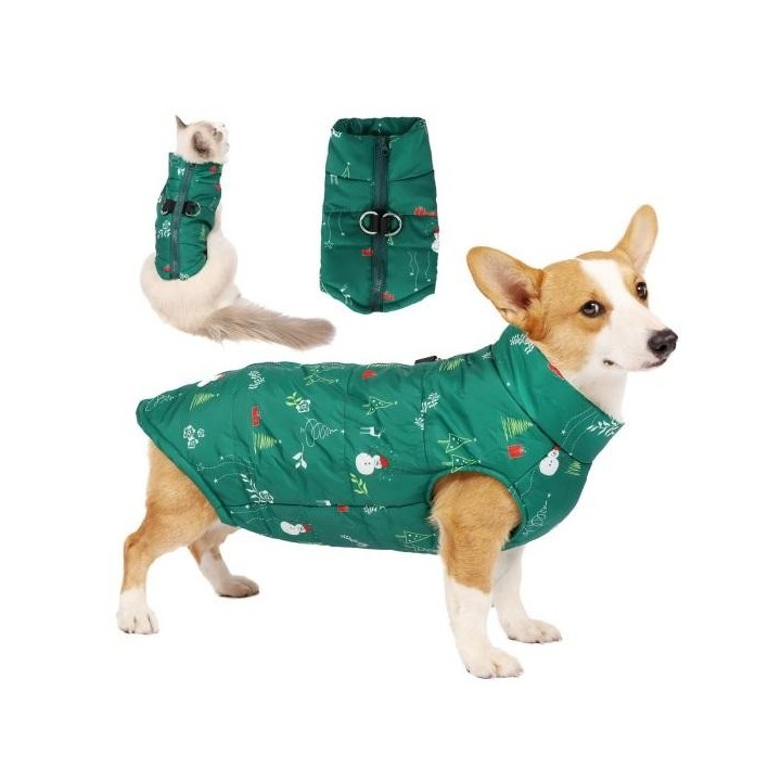Weihnachts-Haustierkleidung, wasserdicht, einfaches Reißverschluss-Design, weicher, dicker Baumwollstoff, Traktionsring, Outd