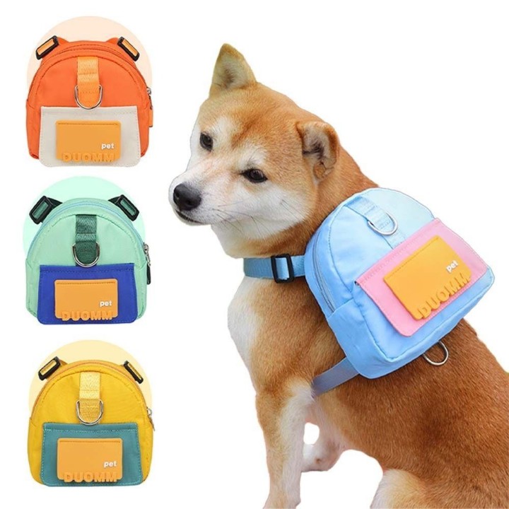Hundetasche mit Geschirr Outdoor-Reisen Hund Knapsack Haustier Rucksack Hund Schultasche Hund Snack Taschen S gelb
