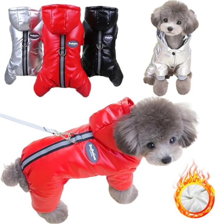 Winter-Hundekleidung, verdickte Welpen-Kapuzenpullis, warme Hunde-Overalls, wasserdichter Haustier-Jackenmantel für kleine mi