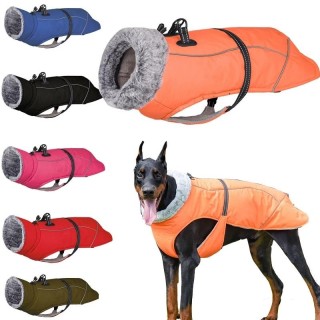XL-4XL Winter-Haustier-Hundeweste im Freien, warmes Geschirr, Reißverschlussjacke, reflektierender Mantel XL schwarz