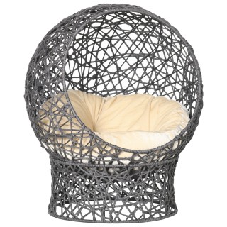 PawHut Katzenkorb Katzenhöhle mit Kissen 50 x 50 x 60 cm aus Polyester-Seil, zylindrischer Sockel in Violett & Cremeweiß, gem