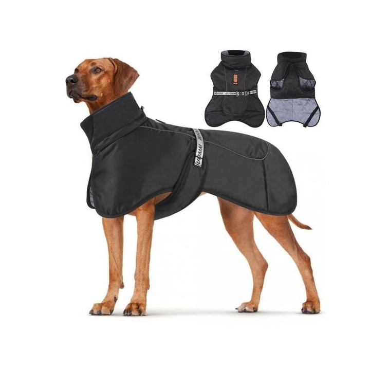 Hundekleidung Anti-Deformiert Weich Bequem Winddicht Wasserdicht Kälteschutz Polyester Reflektierender Effekt Hund XL schwarz