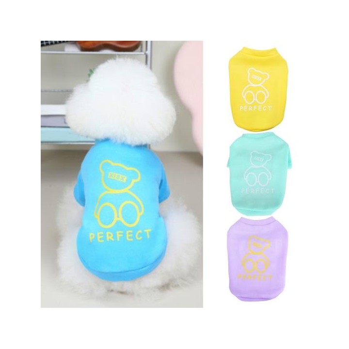 Haustier-T-Shirt, bequemer Druck, weich, waschbar, langlebig, hält warm, Polyester, kleines Bären-Aussehen, Haustier S gelb