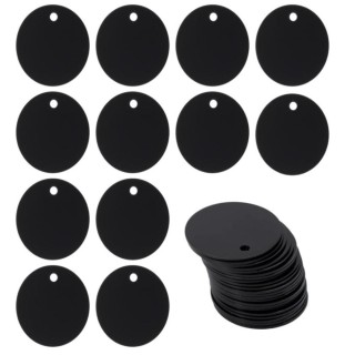 25 Stück runde Aluminium-Stanzetiketten, silberfarben/schwarz, Stanzrohlinge, entgratete Kanten, Hundemarken, Haustierhund si