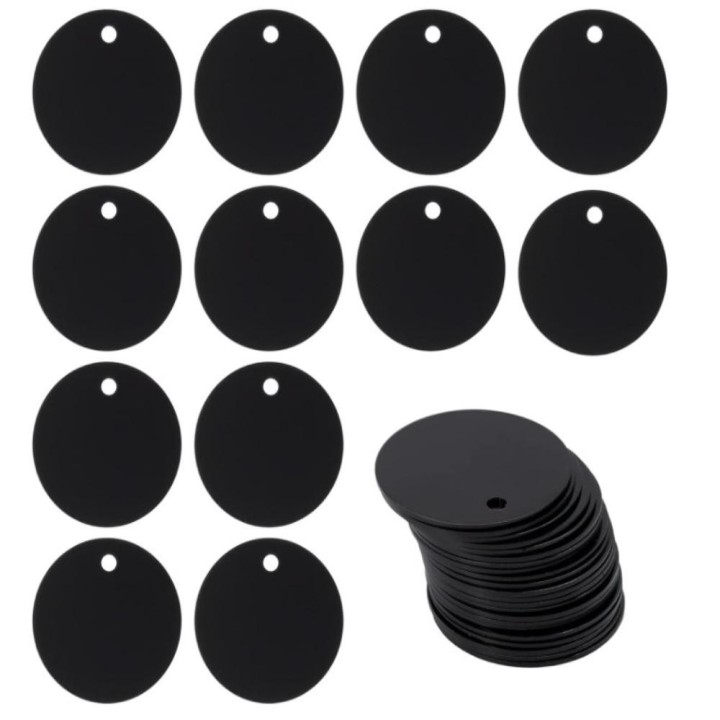 25 Stück runde Aluminium-Stanzetiketten, silberfarben/schwarz, Stanzrohlinge, entgratete Kanten, Hundemarken, Haustierhund si