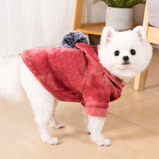 Fleece-Baumwolle, warme Winter-Haarballen-Jacke, Haarballen-Mantel, Haustier-Kleidung, Welpen-Kleidung, Katze mit Kapuze XS r