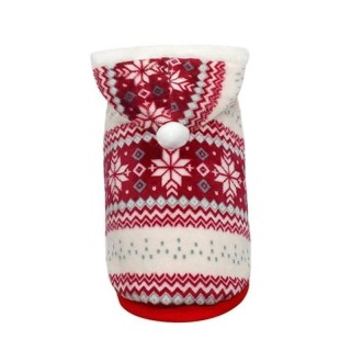 Winter Warm Haustier Hund Mantel Kleidung Schneeflocke Print Weihnachten Hoodie Pullover für kleine mittelgroße Hunde S rot