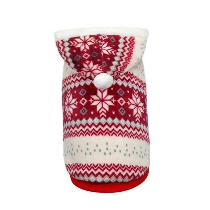 Winter Warm Haustier Hund Mantel Kleidung Schneeflocke Print Weihnachten Hoodie Pullover für kleine mittelgroße Hunde S rot