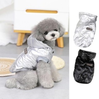 Haustier Baumwollmantel Gemütlich Zweibeinig Knopfverschluss Leicht zu tragen Mit Kapuze Verdickt S schwarz