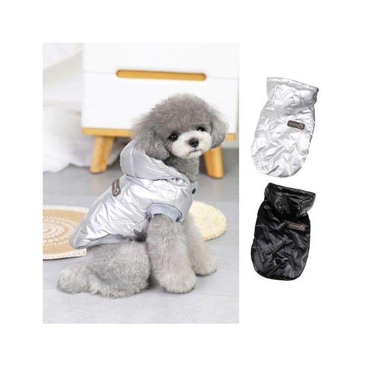 Haustier Baumwollmantel Gemütlich Zweibeinig Knopfverschluss Leicht zu tragen Mit Kapuze Verdickt S schwarz