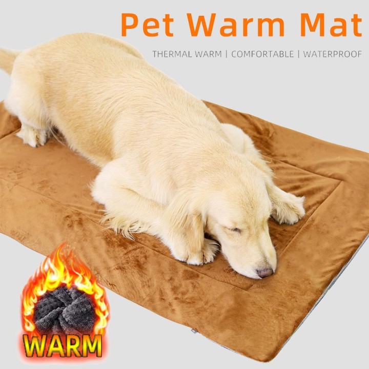 Rutschfeste Haustier-Thermomatte, selbstwärmende Heiz-Hot-Pad-Matte für Haustier-Katzen-Hundebett S braun