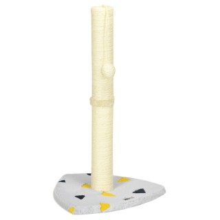 PawHut Kratzmatte für Katzen mit Plüschdesign und Spielball, robustes Juteseil, kompakte Größe 35 x 35 x 62 cm, hellgrau und