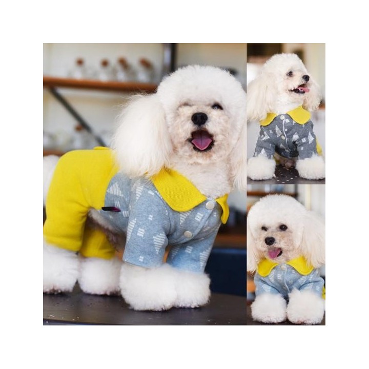 Hunde-Winterkleidung, Reverskragen, nicht klebende Haarverdichtung, Welpen-Overall, warme Kleidung, Welpenkostüm S grün