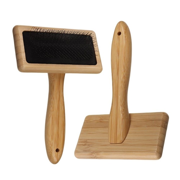 Haustier-Reinigungskamm aus Holz mit rostfreiem Stift, Hundemassage-Badebürste, Fellreiniger, Katzenhaarpflege