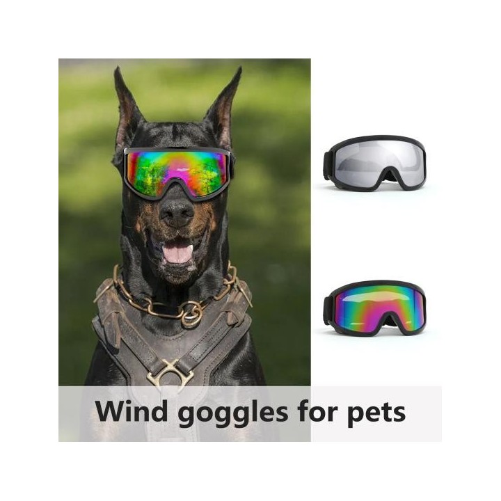 Wasserdichte, winddichte, umweltfreundliche, verstellbare UV-Schutz-Sonnenbrille aus PVC für Haustiere silber