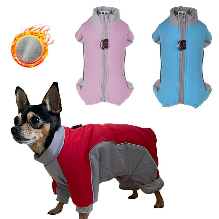 Warme Winterkleidung für Hunde mit D-Ring, dickes Fleecefutter, wasserdicht, winddicht, Jacke für Welpen, Chihuahua, fester K