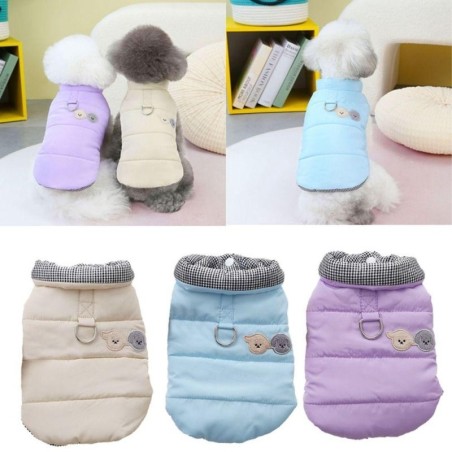 Warmer Mantel Hund Winterkleidung D-Ring Weste Katzenkostüme Neue warme Haustierjacke Chihuahua Französische Bulldogge S blau