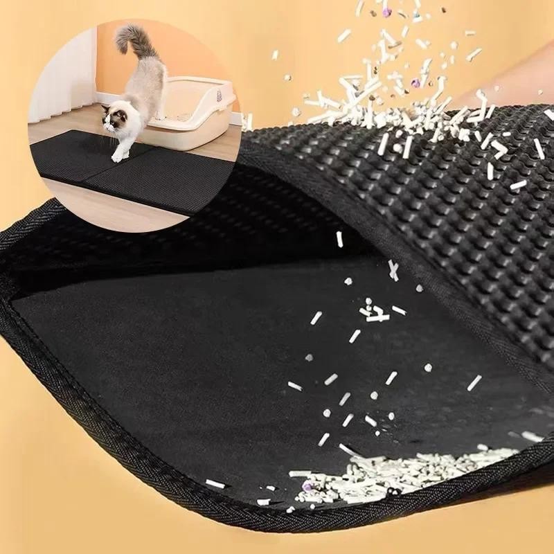 Wasserdichte Haustier-Katzenstreu-Matte, doppelschichtige Haustier-Katzentoilettenmatte, rutschfeste Sand-Katzenauflage, wasc