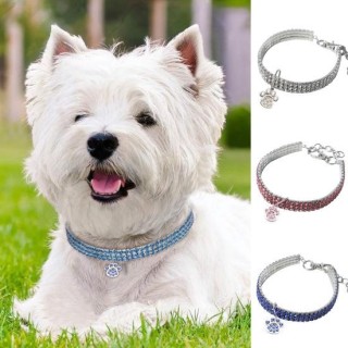 Haustierhalsband Hundepfotenanhänger Schmuckzubehör Anti-Verblassen Glänzend Eingelegter Strass Haustier Hund Katzen S rosa