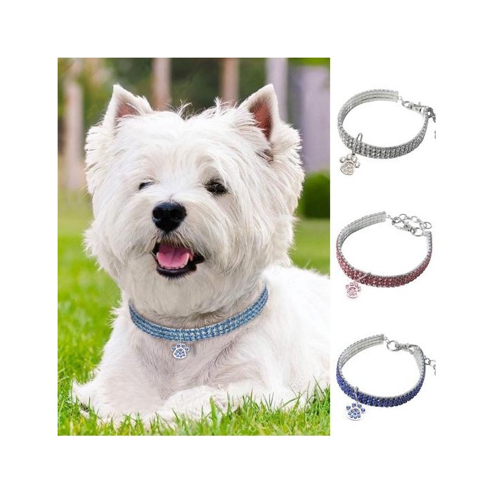 Haustierhalsband Hundepfotenanhänger Schmuckzubehör Anti-Verblassen Glänzend Eingelegter Strass Haustier Hund Katzen S rosa