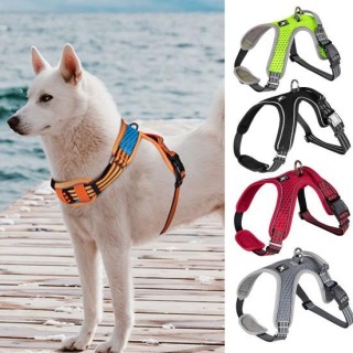 Hundeweste Geschirr Reflektierend Atmungsaktiv Soft Touch Haustier Welpen Traktion Brustgurt XS grau