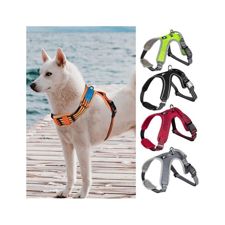 Hundeweste Geschirr Reflektierend Atmungsaktiv Soft Touch Haustier Welpen Traktion Brustgurt XS grau