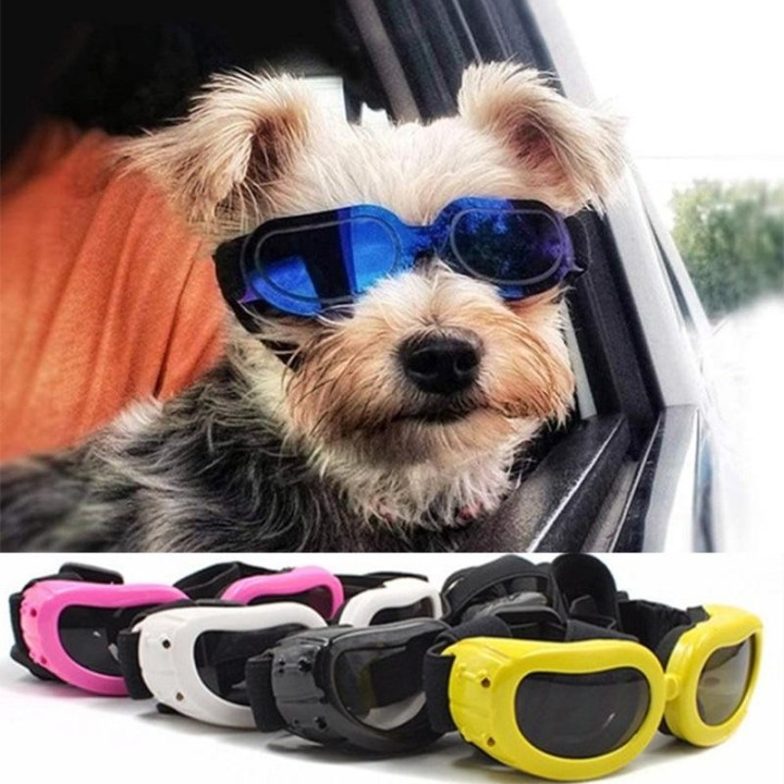 Hunde-UV-Schutz, Anti-Beschlag-Sonnenbrille, Augenschutz mit verstellbarem Riemen rosa