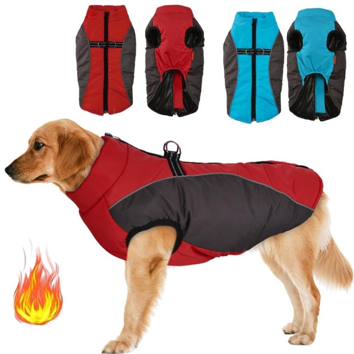 Wasserdichte Hundekleidung für große Hunde, warme Winterjacken für große Hunde, gepolsterter Fleece-Haustiermantel, sichere H