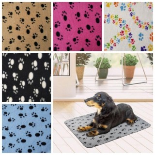 Weiche Fleece-Pfotendruck-Haustiermatte, niedliche Hundepfotendruck-Decken, Haustierbett-Matte zum Schlafen weiß
