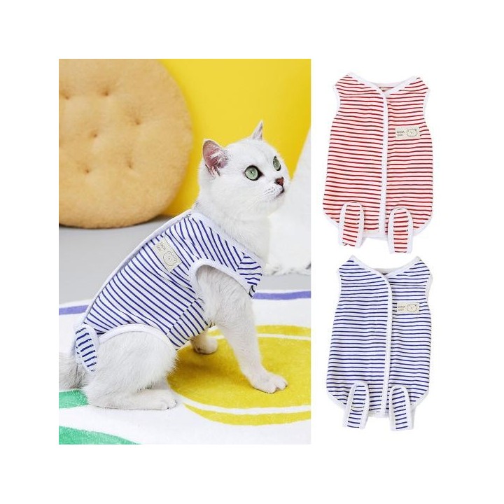 Haustier-Kastrationsanzug, bunt gestreift, für Katzen, Sterilisation, Chirurgie-Anzug, Verschluss, Bandverschluss, Hund, Gene