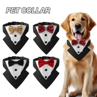 Haustierhalsband mit Pailletten und Schleife, Hundehalsband, verstellbar, bequem, Katzen, Dreieckstuch für Partydekoration S