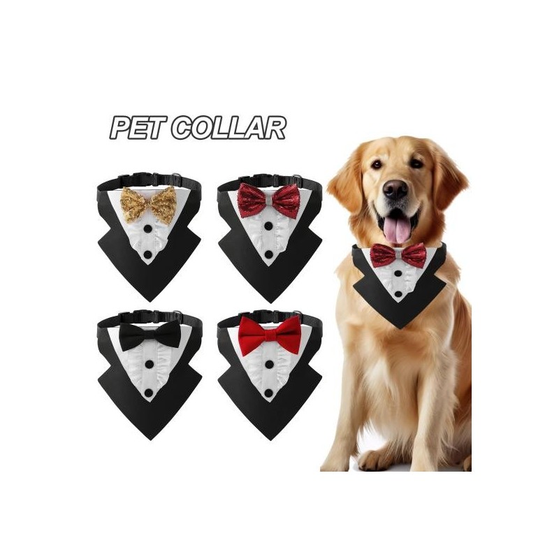 Haustierhalsband mit Pailletten und Schleife, Hundehalsband, verstellbar, bequem, Katzen, Dreieckstuch für Partydekoration S