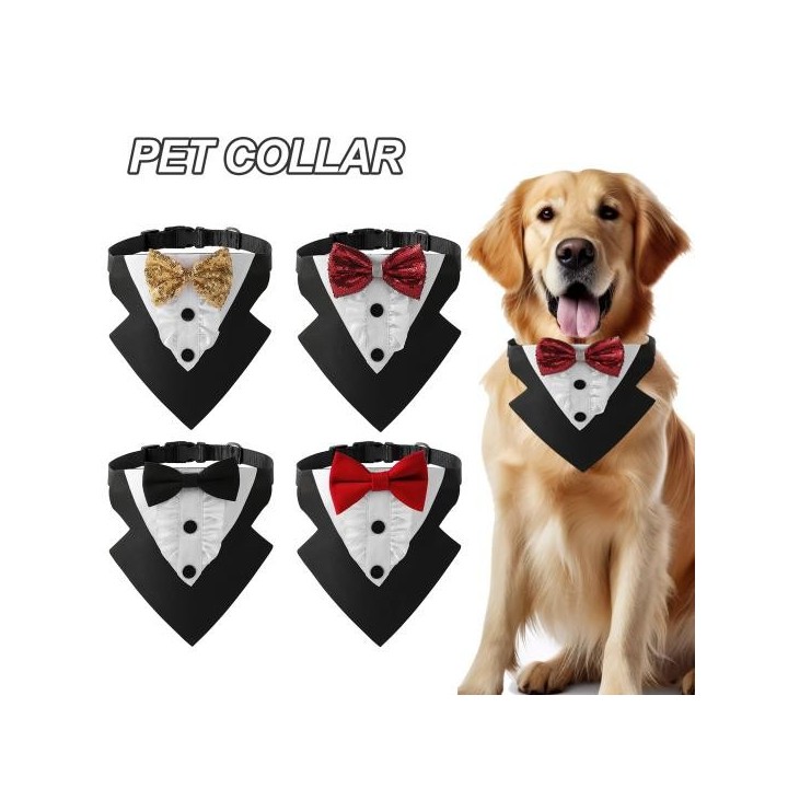 Haustierhalsband mit Pailletten und Schleife, Hundehalsband, verstellbar, bequem, Katzen, Dreieckstuch für Partydekoration S