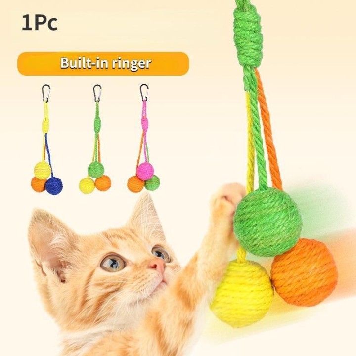 1Pc Neue Haustier Katze Hängenden Sisal Ball Biss-beständig Tragen-beständig Seil Pet Liefert für Entlasten Langeweile kauen