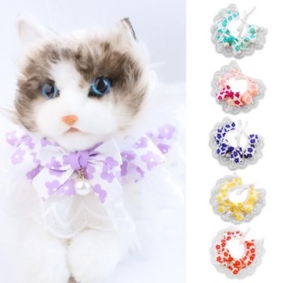 Haustier-Lätzchen mit Spitzenbesatz, helle Farbe, hautfreundlich, Blumenmuster, waschbar, dekorative Baumwolle XS violett