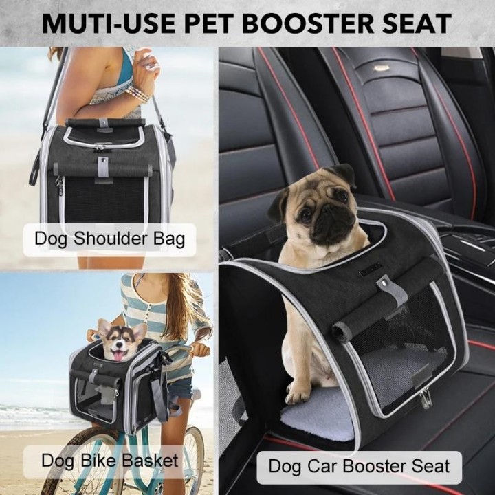 Fahrradkorb für Hunde oder Katzen, erweiterbarer Haustier-Tragerucksack mit weichen Seiten und 4 offenen Türen, faltbarer Fah