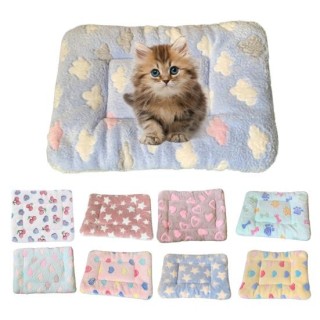 Wolke Herz Druck Knochen Pfote Muster Rechteck Haustier Matte Winter Weiche Flanell Katze Bett Matte Haustier Liefert S F